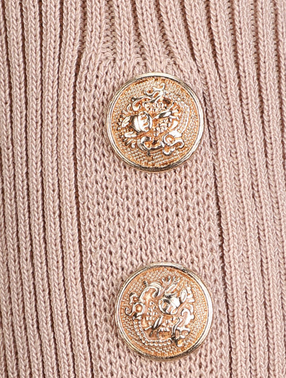 Top en maille côtelée ajusté uni à col en coeur - Beige - 3