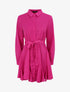 Robe chemise satinée à bords volantés - Fushia - 4