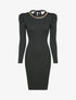 Robe pull côtelée et moulante à détail chaîne - Noir - 4