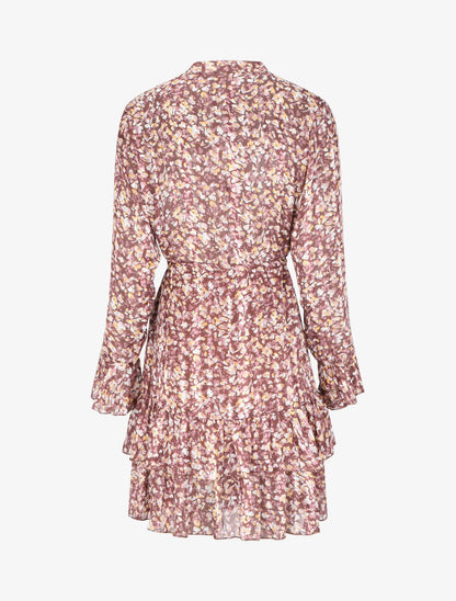 Robe patineuse volantée et satinée - Violet - 2