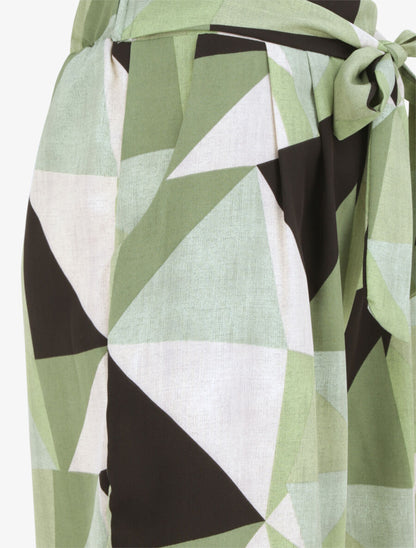 Pantalon ample à imprimé géométrique - Vert - 3