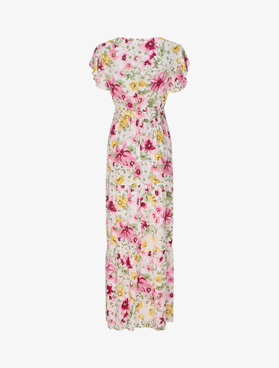 Robe longue à imprimé grandes fleurs - Vert - 2