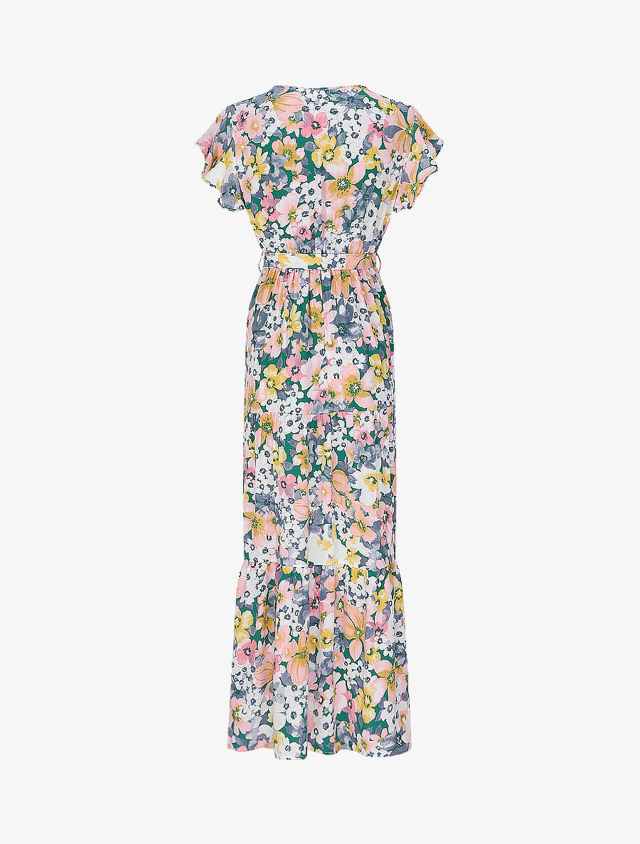 Robe longue à imprimé grandes fleurs - Blanc - 2