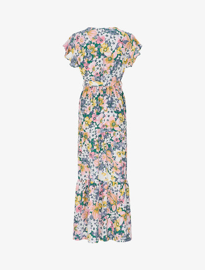 Robe longue à imprimé grandes fleurs - Blanc - 2