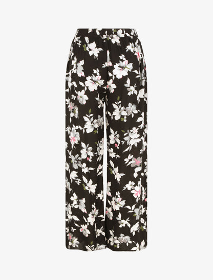 Pantalon ample imprimé été fleuri - Noir - 2
