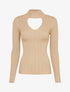 Pull côtelé à décolleté en V - Beige - 3