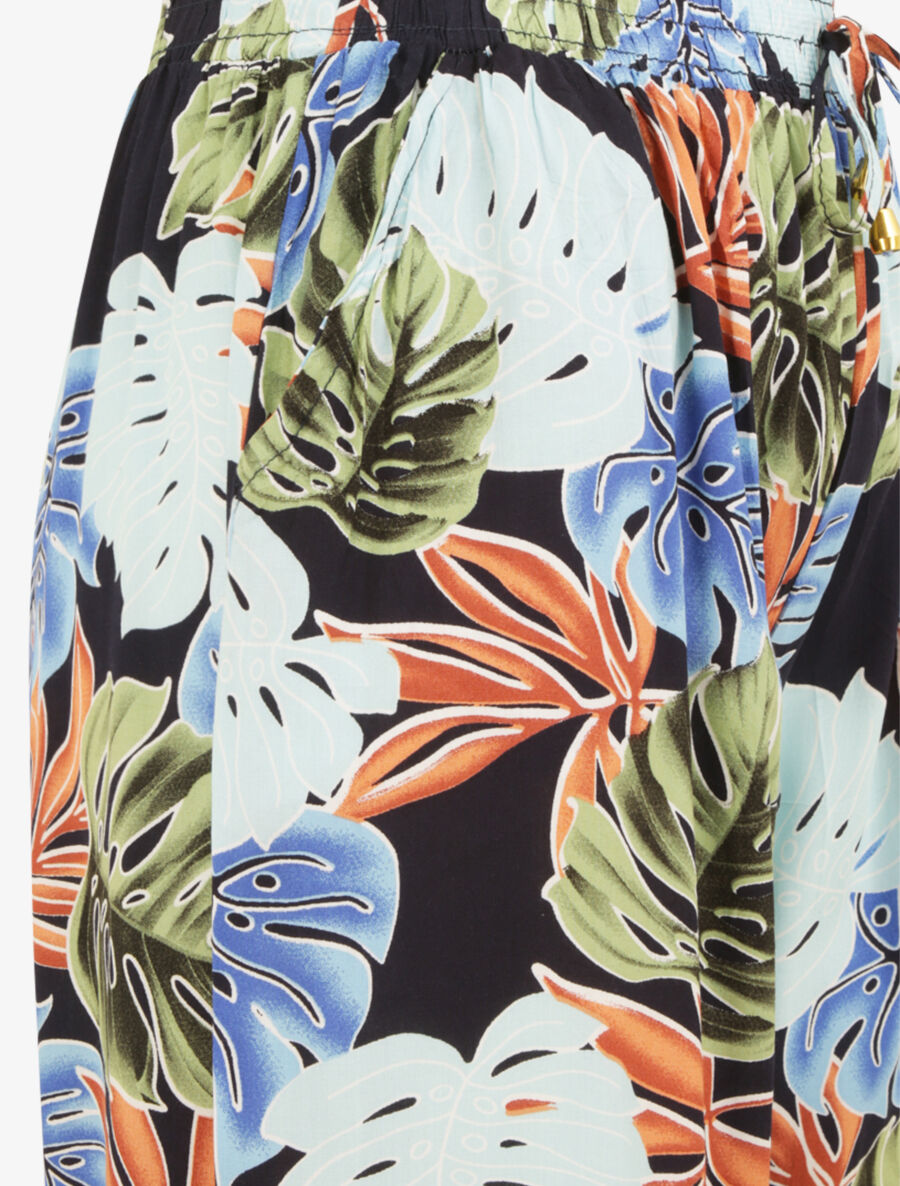 Pantalon ample imprimé plantes tropicales - Marine - 3