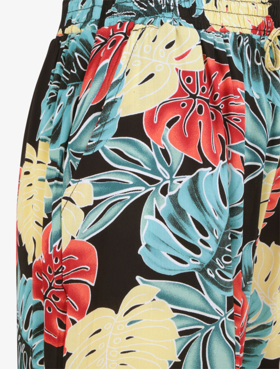 Pantalon ample imprimé plantes tropicales - Noir - 3