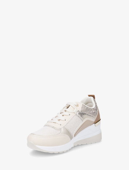 Sneakers compensées et empiècement métal - Beige - 3