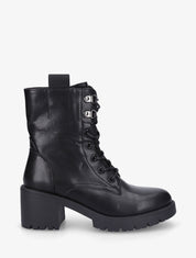 Bottines montantes à lacets en simili - Noir - 5