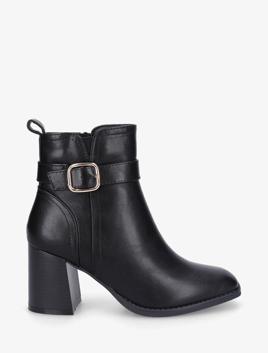Bottines en simili à talon bottier - Noir - 1