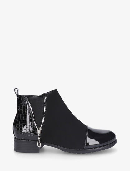 Bottines vernies et effet croco - Noir - 5