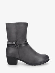Bottines froncées en simili - Gris - 5