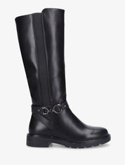 Bottes élastiquées unies à talon - Noir - 1