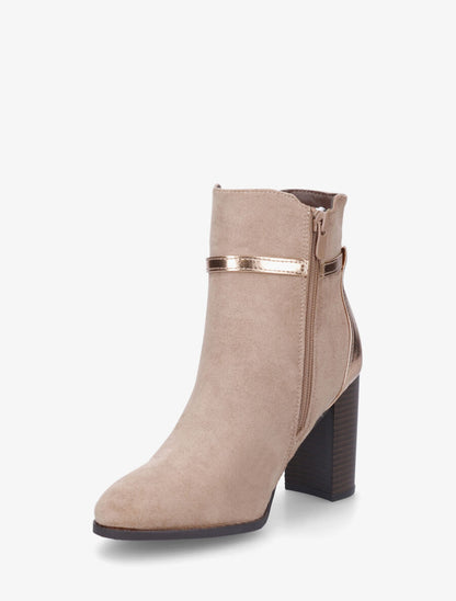 Bottines élastiquées bi-matière - Taupe - 3