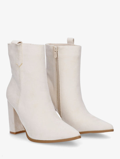 Bottines unies en suédine - Beige - 4