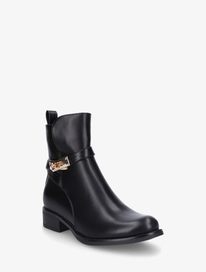 Bottines plates en simili - Noir - 2