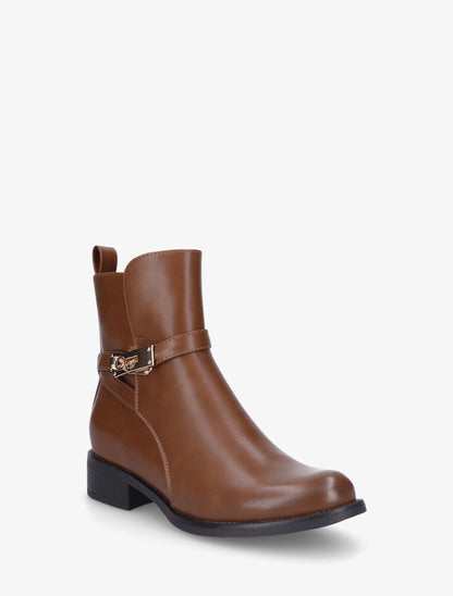 Bottines plates en simili - Camel - 2