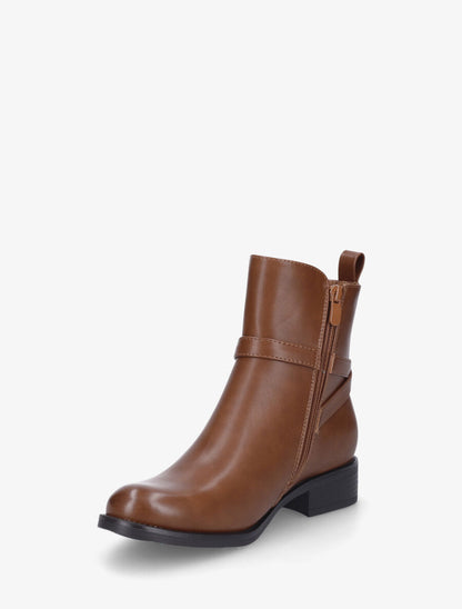 Bottines plates en simili - Camel - 3