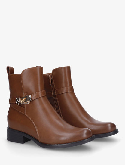 Bottines plates en simili - Camel - 4