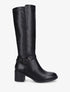 Bottes en simili à talon mi-haut - Noir - 5