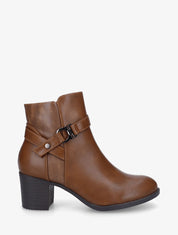 Bottines en simili à empiècement python - Camel - 1