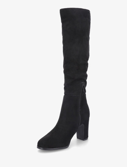 Bottes en suédine froncées à talon - Noir - 3