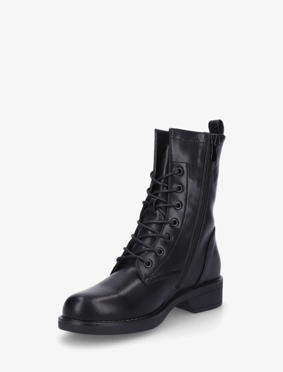 Bottines en simili à lacets - Noir - 4