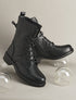 Bottines en simili à lacets - Noir - 1