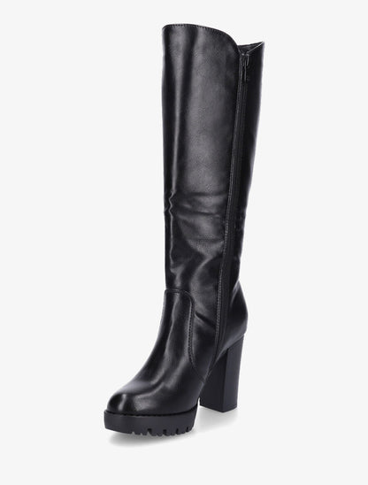 Bottes en simili à plateforme - Noir - 3