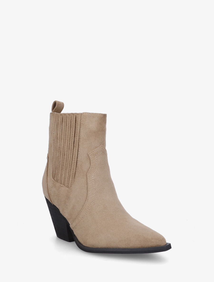 Bottines en suédine style santiags - Taupe - 2