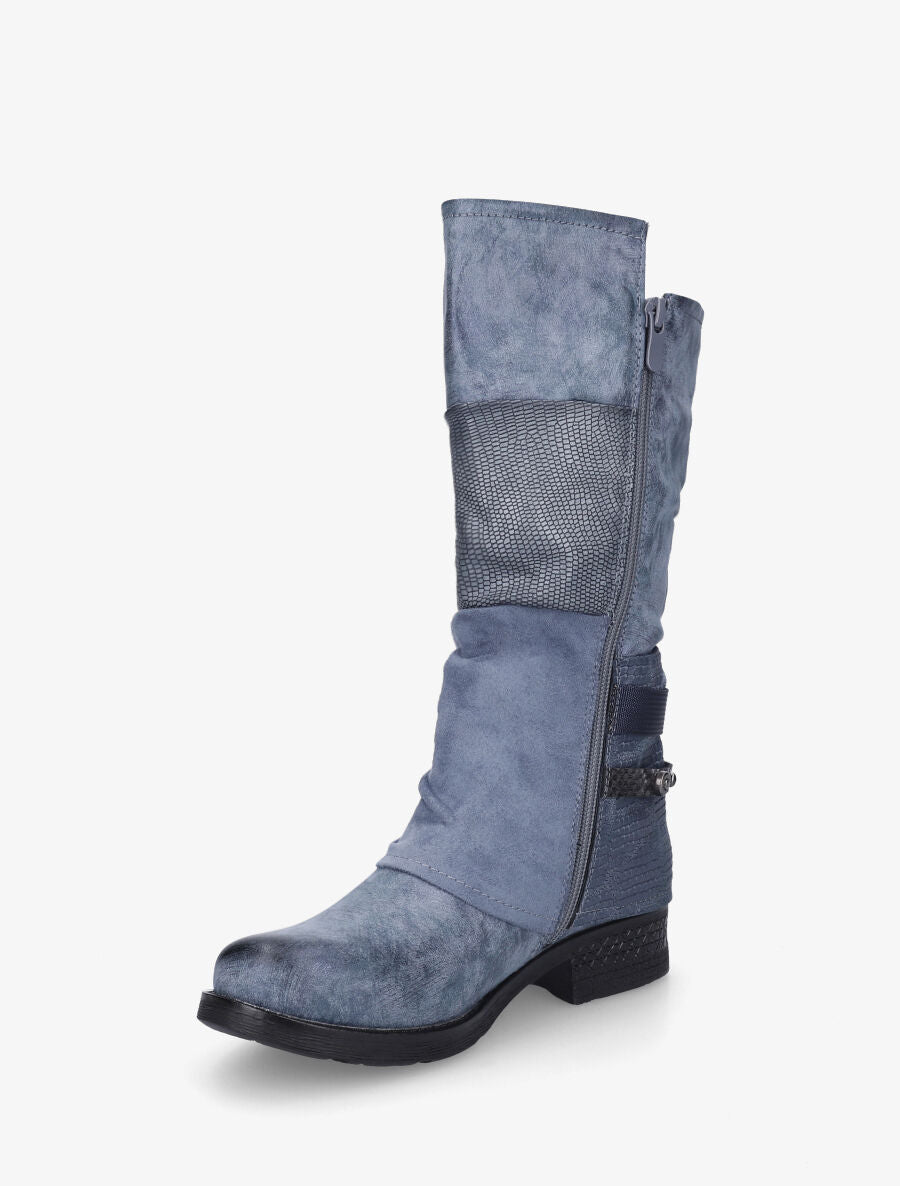 Bottines montantes multi textures - Bleu - 4