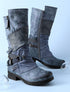 Bottines montantes multi textures - Bleu - 1