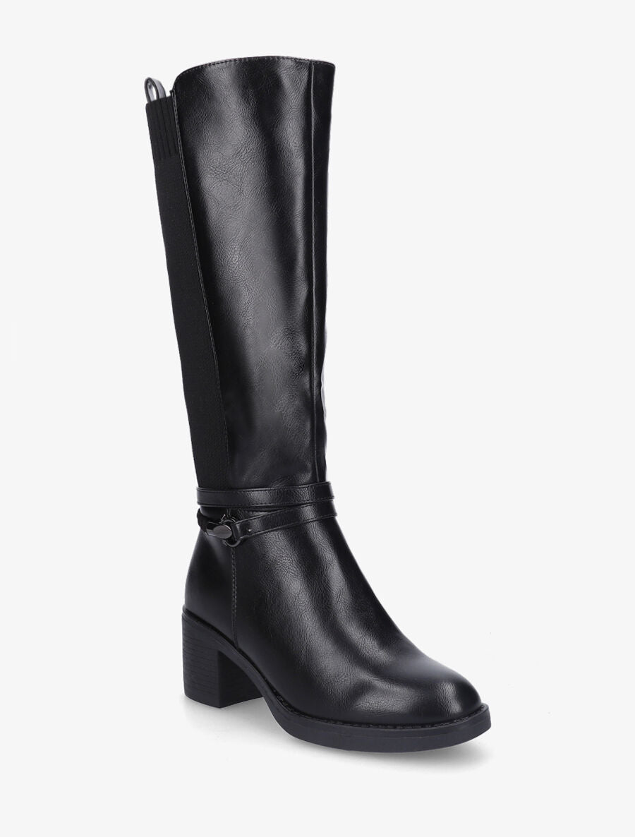 Bottes en simili à sangle tressée - Noir - 2