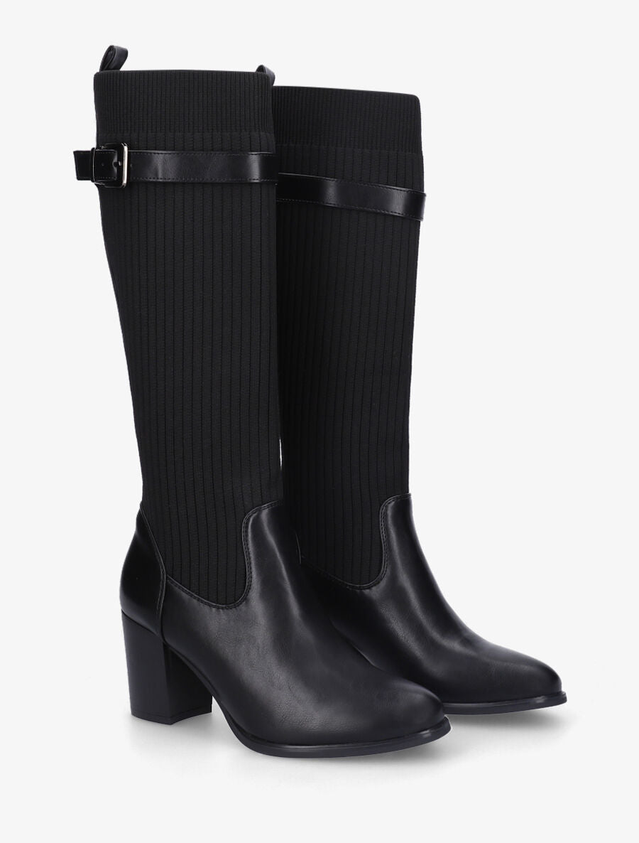 Bottes unies style chaussettes - Noir - 4