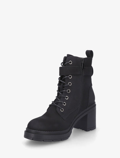 Bottines mi-hautes à lacets en suédine - Noir - 3