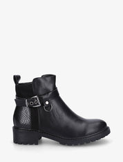 Bottines plates contrefort python - Noir - 1