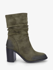 Bottines froncées à talon - Kaki - 1
