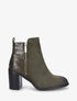 Bottines à talon et contrefort en croco - Kaki - 5