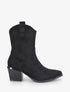 Bottines style santiag en suédine - Noir - 1