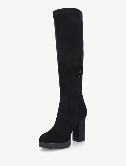Bottes en suédine à talon et plateforme - Noir - 3