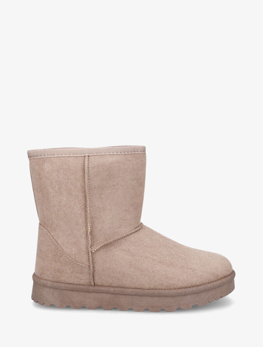 Bottines montantes fourrées en suédine - Taupe - 1