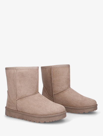Bottines montantes fourrées en suédine - Taupe - 4