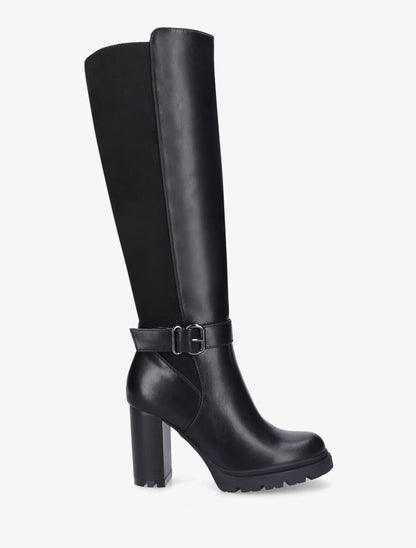 Bottes à talon haut bi-matière - Noir - 1