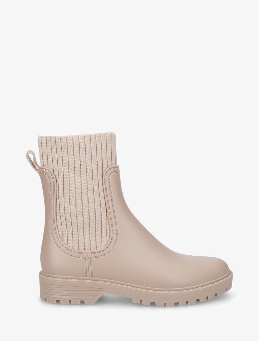 Bottines chaussettes en caoutchouc - Beige - 5