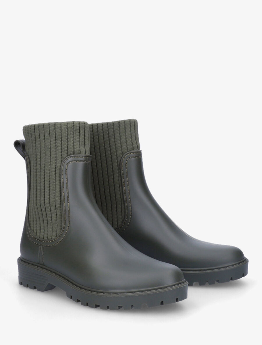 Bottines chaussettes en caoutchouc - Kaki - 4
