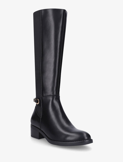 Bottes unies élastiquées sanglé - Noir - 2