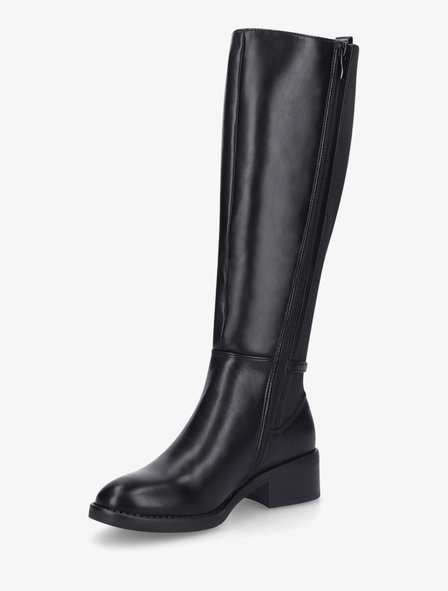 Bottes unies élastiquées sanglé - Noir - 3