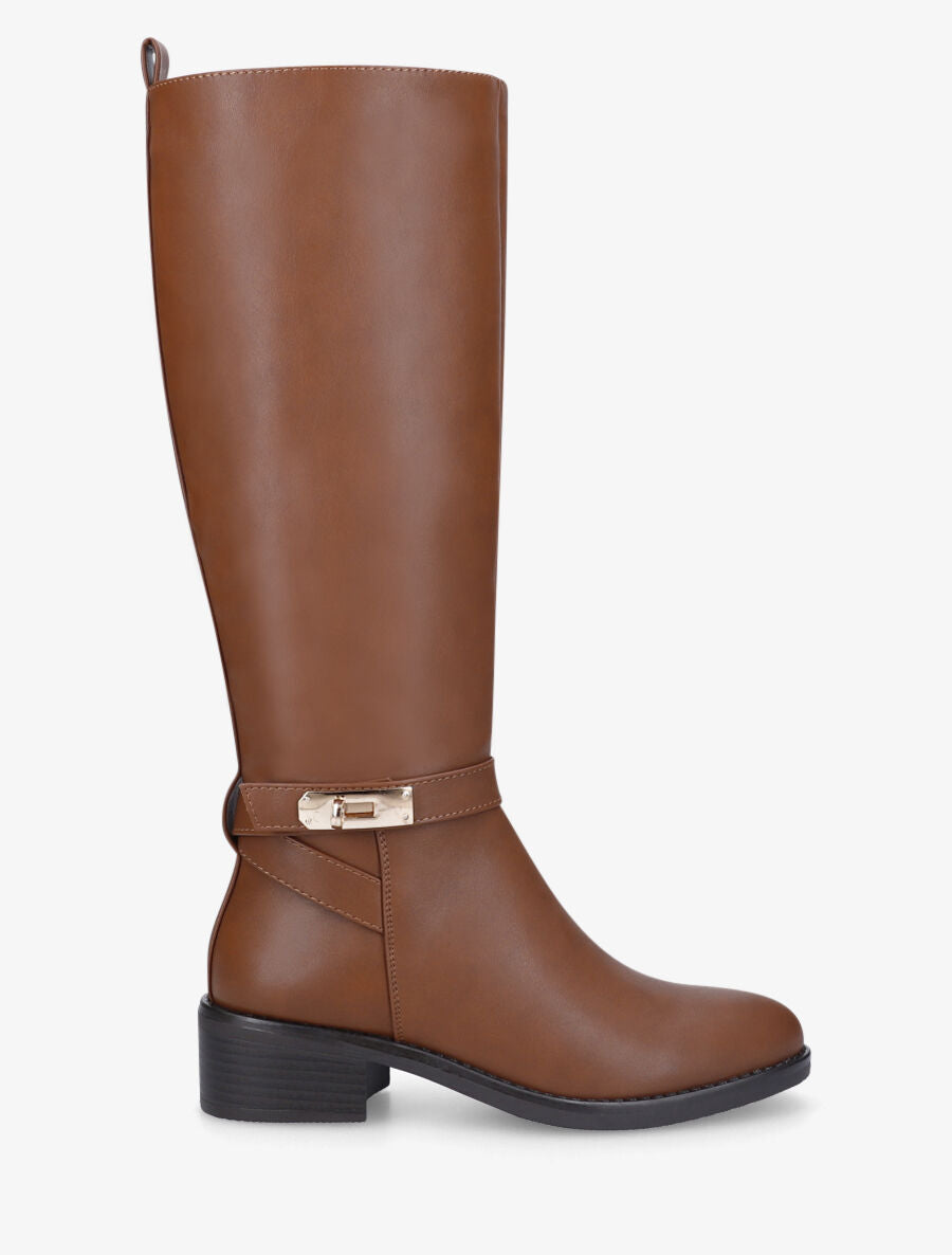 Bottes plates en simili - Camel - 5