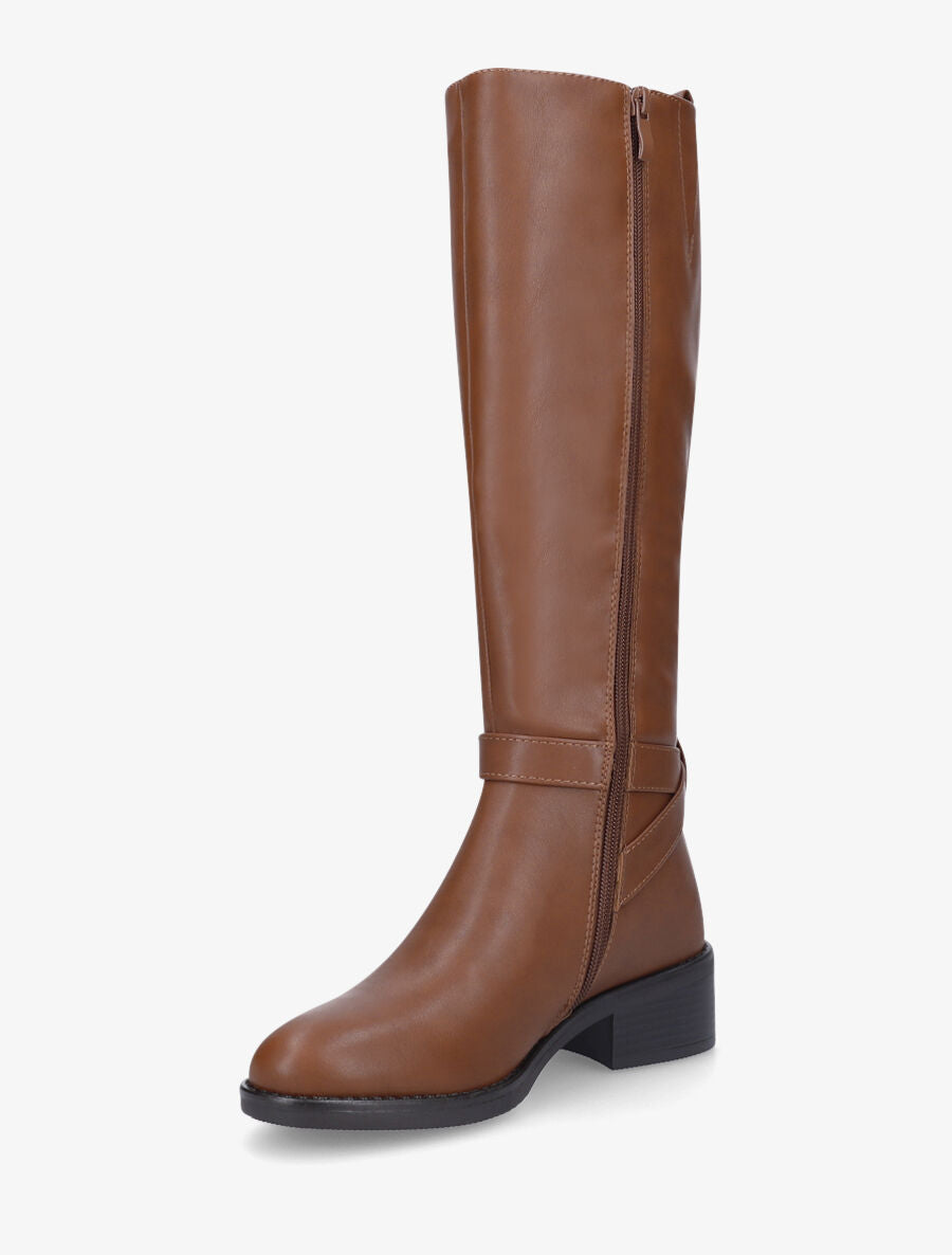 Bottes plates en simili - Camel - 3